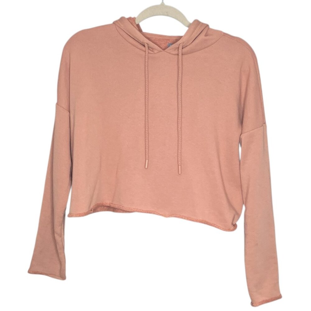 Aerie Small S Tan Sunday Soft Cropped Terry Knit Hooded‎ Pullover Sweater Hoodie